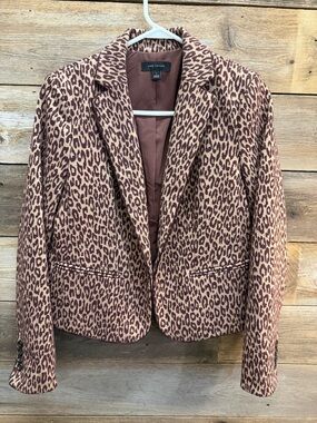 Ann Taylor Mauve and Brown Leopard Print Blazer